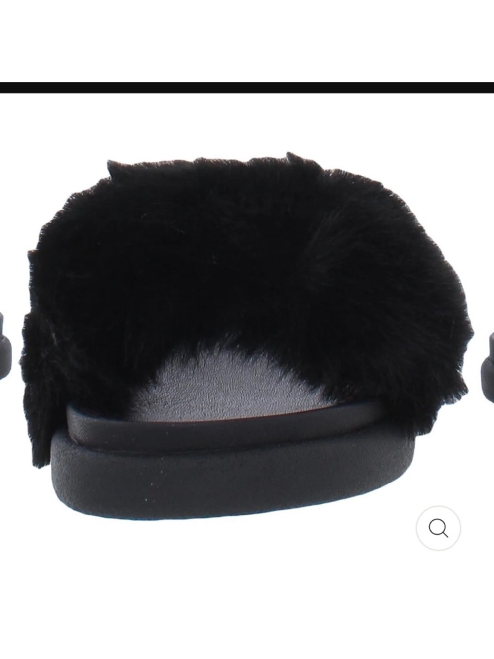 Steve Madden Delphina Faux Fur Open Toe Slide Slipper Sandals in Black - Picture 3 of 9